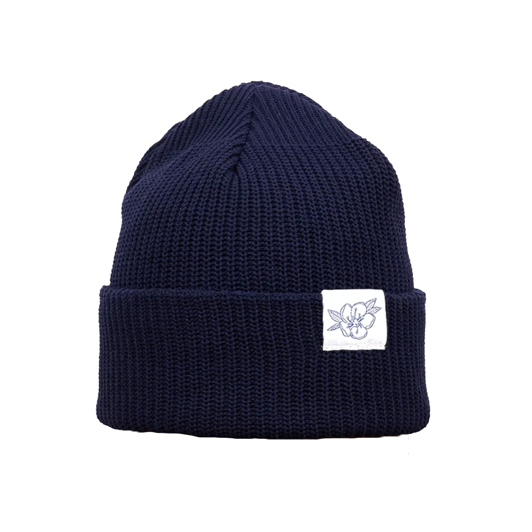 Navy Upcycled Wool Watchcap Beanie – Pure Blossom